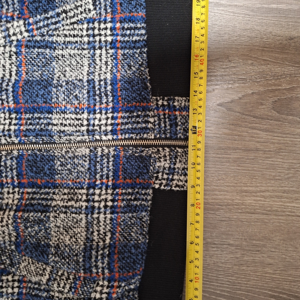 Avec Les Filles Plaid Knit Jacket with Blue and Orange Accents - Picture 11 of 16